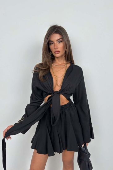 Kayık Yaka Uzun Kol Crop resmi